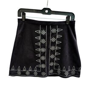 Evie Faux Suede Black Mini Skirt LINED - Women's Size Medium